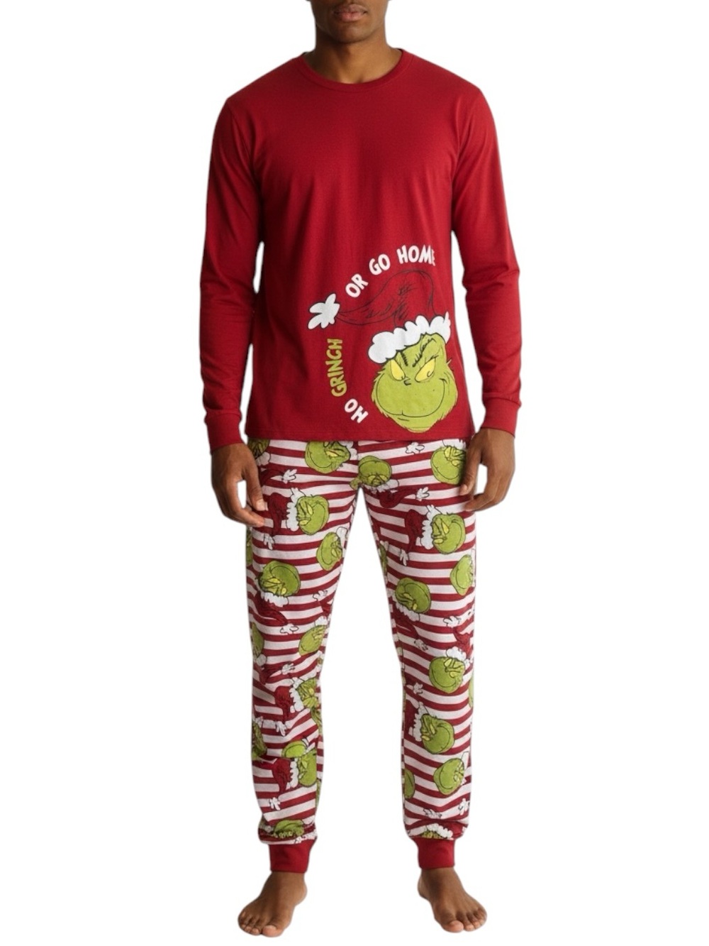 DR. SUESS Red "The Grinch" Holiday 2 Piece Pajama Set Size Medium -- Worn 1X